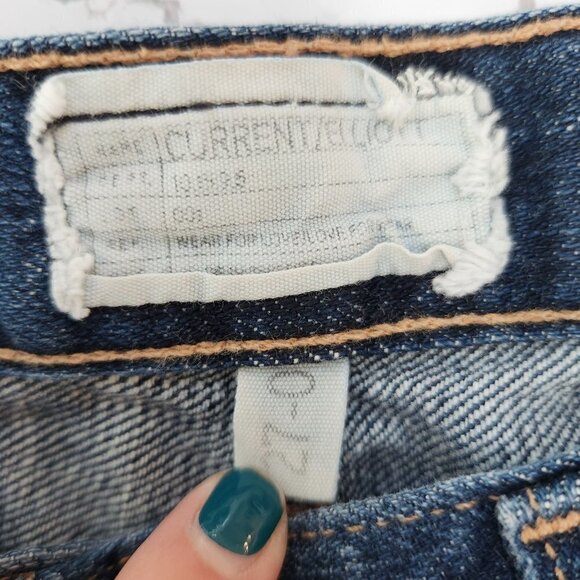 Current Elliott The Skinny Distressed Paint Splatter Low Rise Jeans 27 - Picture 7 of 9